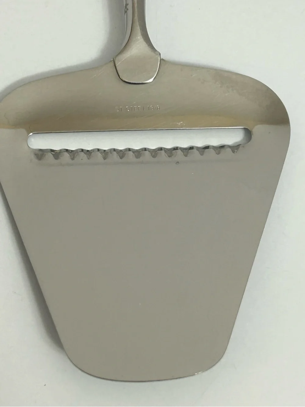Norwegian Stopt Tinn Pewter Cheese Slicer with Ornate Handle Vikings